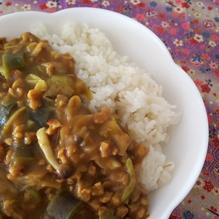 大豆ミートと野菜で❦お肉不使用の和風ひき肉カレー
